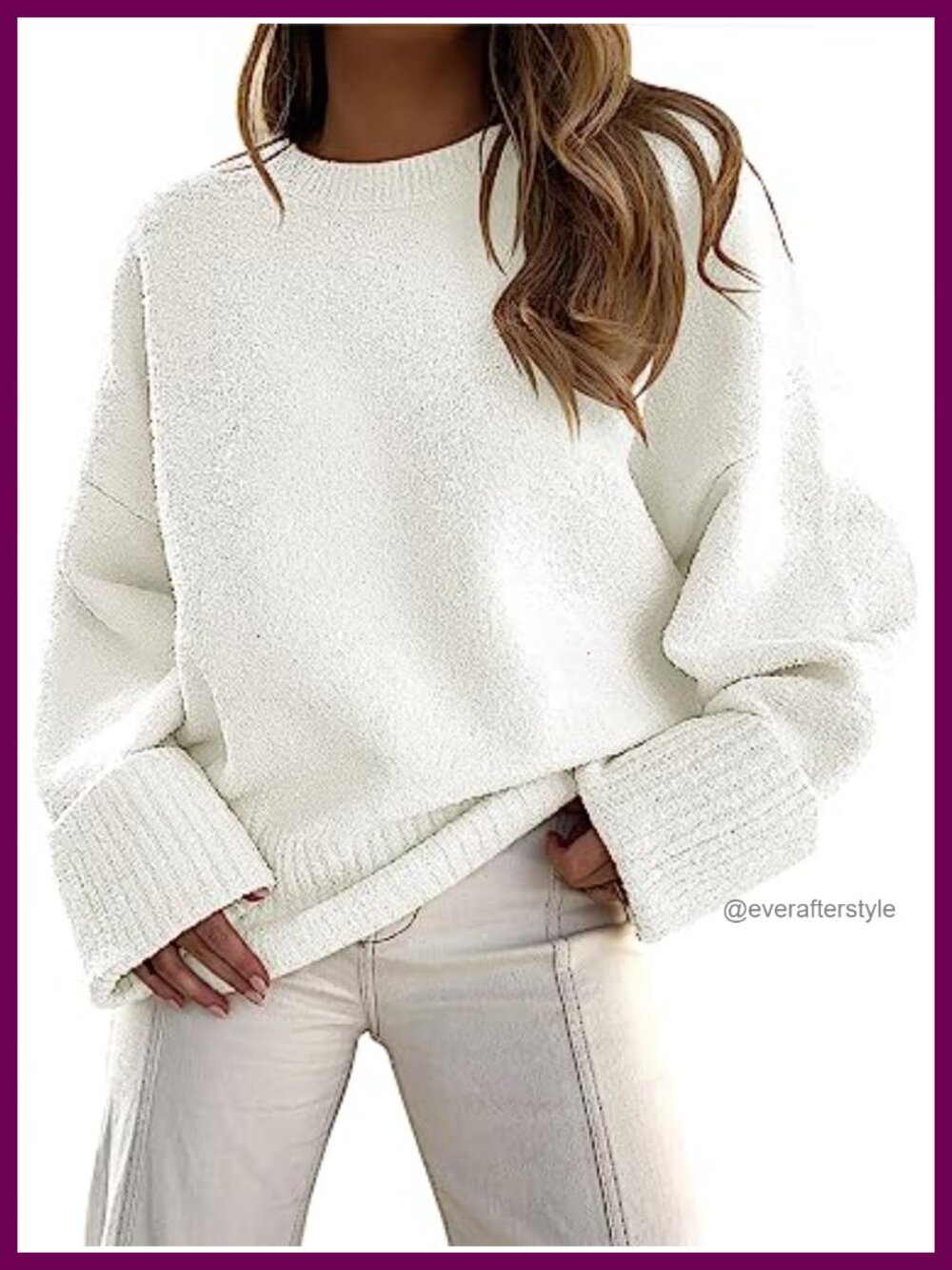 Oversized Cozy Knit Sweater Crew Neck Long Sleeve Pullover